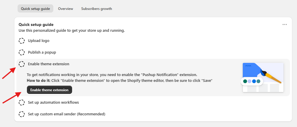 enable theme extension