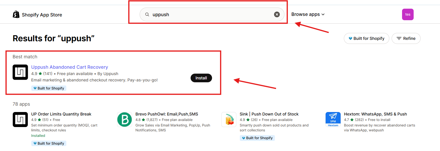Sync Uppush with Shopify